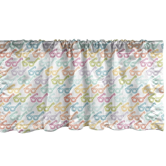 Ambesonne Indie Window Valance, Colorful Classic Glasses, 54" X 18", Multicolor
