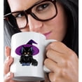 thumbnail image 2 of 3dRose, Cute Adorable Baby Black Kitten Kitty Cat Wearing Purple Witch Hat For Halloween Spooks, 15oz Mug, 2 of 7