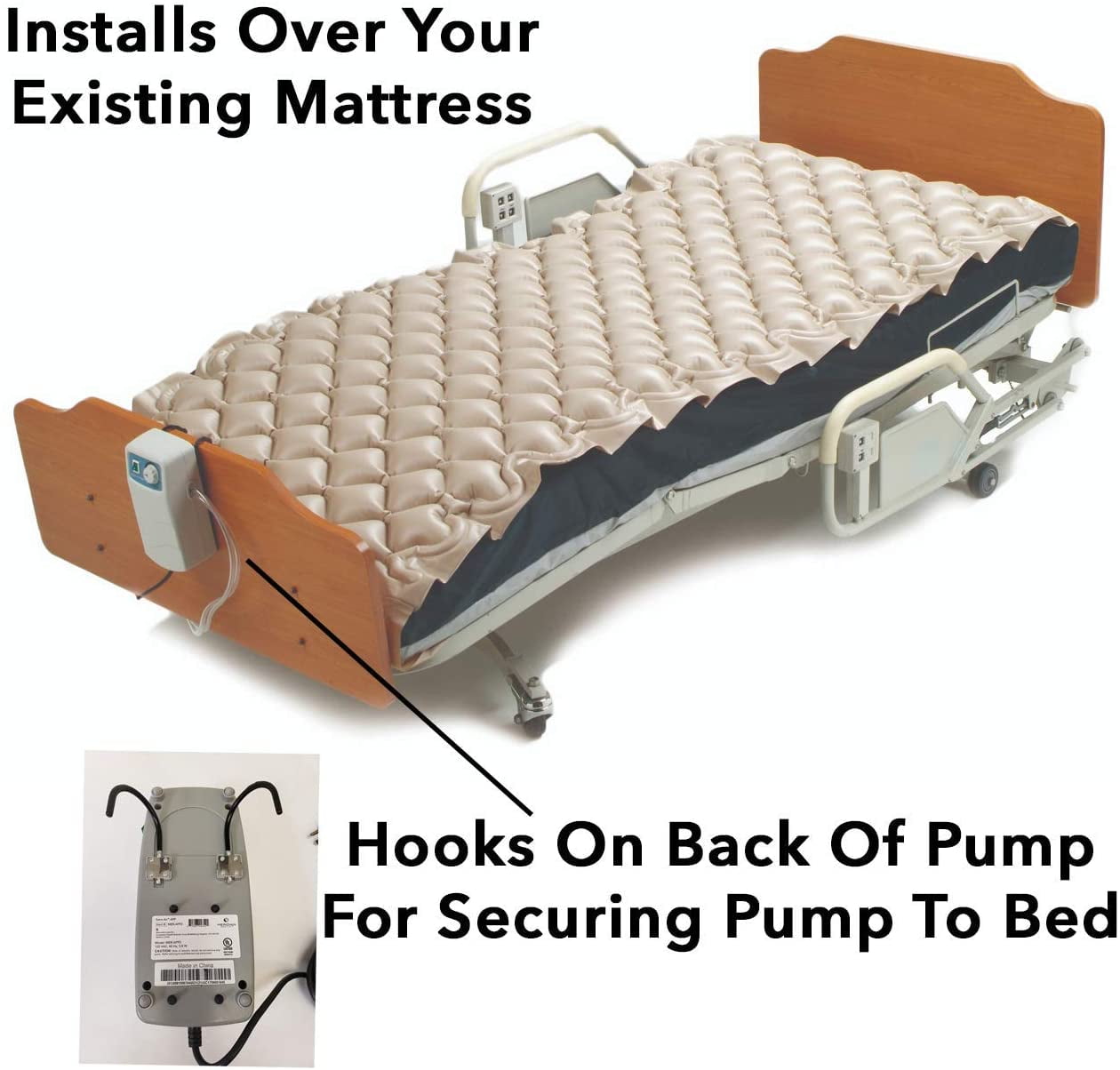 Roscoe Medical Meridian SatinAir Durable Hospital Mattress with Standard Electric Pump, Twin