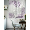 thumbnail image 4 of Floral Pattern Sheer Curtains 63 Inch Long 2 Panels, Outline White Purple Chrysanthemum Graphic Light Filtering Rod Pocket Semi Sheer Curtains, Sheer Voile Drapes for Living Room Bedroom, 52"x63", 4 of 5