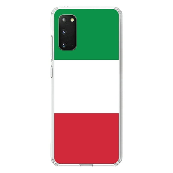 DistinctInk Clear Shockproof Hybrid Case for Galaxy S20 ULTRA / 5G (6.9" Screen) - TPU Bumper, Acrylic Back, Tempered Glass Screen Protector - Italy Flag Red White Green - Italy