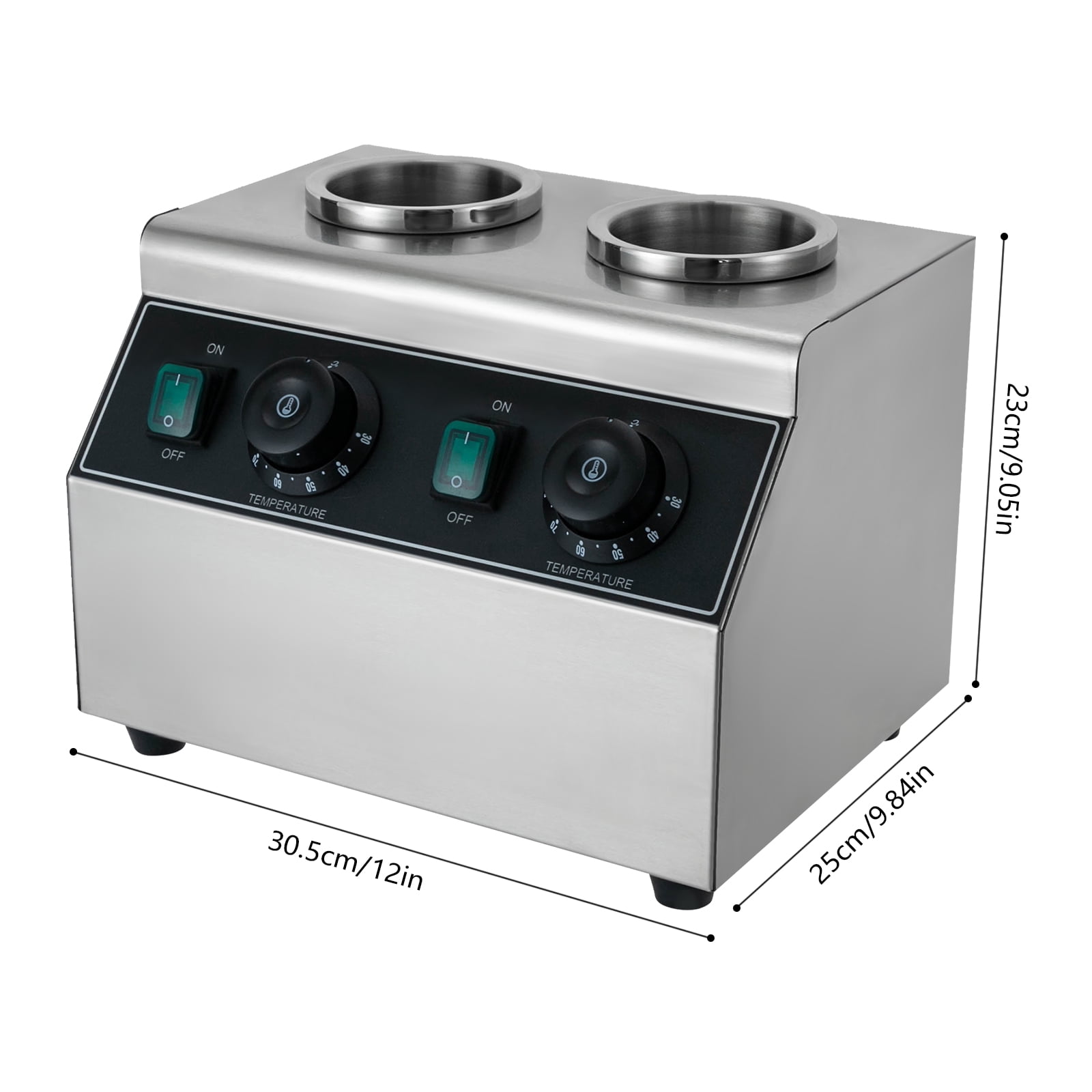 Vintoro 400W 110V Electric Sauce Bottle Warmer, 0.72Qt Hot Chocolate Warmer, Dual-Tank, Free Standing