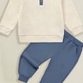 thumbnail image 4 of Xudanell Ribbed Toddler Boy Clothes Set Fall Winter Long Sleeve Sweatshirt and Pants Outfits 2T 3T 4T 5T 6T(Blue, 12-18 Months), 4 of 4