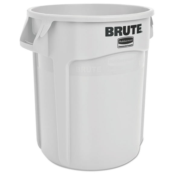 Rubbermaid Commercial Vented Round Brute Container, 20 gal, Plastic, White