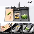 thumbnail image 6 of COZY Kitchen Sink Whale Digital Waterfall Sink, Flying rain Waterfall Kitchen Sink with Pull Down Sprayhead Faucet and Pressurized Cup Washer, 33"×22″ Stainless Steel Single Bowl Sink, SS-BL10-332212, 6 of 21