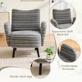 thumbnail image 5 of Jopath Modern Style Accent Chair with Sanded Fabric, Side Storage Pocket, Solid Wood Legs, Comfortable Reading Chair for Living Room, Bedroom, Office Dark Gray, 5 of 10