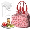 thumbnail image 4 of Pink Strawberry Plants Fruit Drawstring Lunch Bag Women - Drawstring Lunch Bag Insulated for Work Office - Stain-Resistant Large Lunchbags for Women with Multi-Pockets, 4 of 6