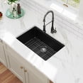 thumbnail image 4 of 28 in. Undermount Single Bowl Workstation Sink Black Quartz/Granite Composite Kitchen Sink with Bottom Grid/Accessories, 4 of 11