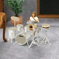 thumbnail image 2 of Figuras de música rock a escala 1/64, escala S, escenas en miniatura, adornos de escritorio, dioramas, micro Conjunto de baterista blanco, 2 of 7
