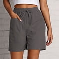 thumbnail image 2 of Womens High Waisted Shorts Summer 2026 Drawstring Solid Wide Leg Bermuda Shorts with Pockets Stretch Casual Comfy Workout Beach Shorts, 2 of 4