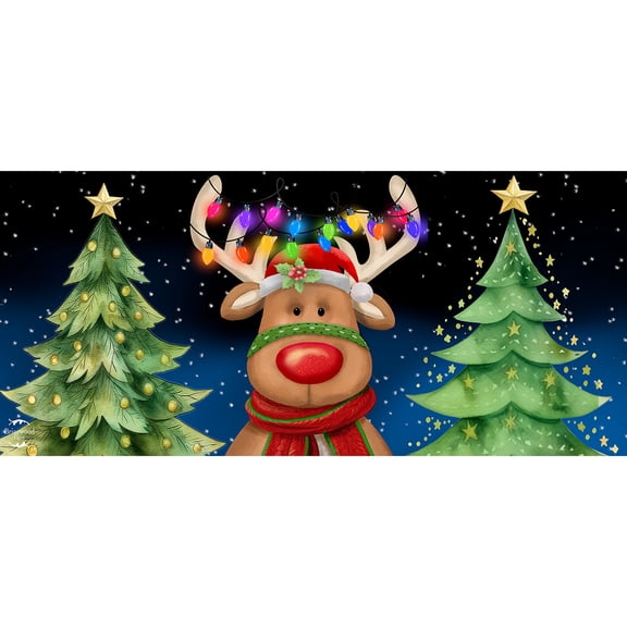 Briarwood Lane Christmas Festive Reindeer Mini Mat 22x10 Indoor Outdoor For Christmas Doormat