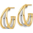 thumbnail image 2 of 14K Two-Tone Polished Multi Row Hoop Post Earrings (Width 18.5) (Length 19.4) - Jbsp, 2 of 5