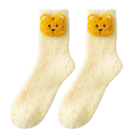 DQRPSEETB Mid-Length Socks Pair Comfortable of Print Cotton Animal Socks Socks 1 Women Lady Casual Pattern Socks Comfortable Socks Yellow