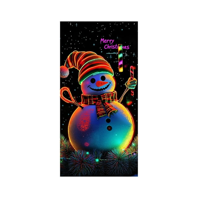 Cheapark Couverture de Porte de Noël Père Noël Phosphorescent & Arbre - Bannière Festive Résistante aux Intempéries pour Décoration de Fête Intérieure Extérieure Maison Vacances 2025