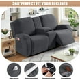 thumbnail image 4 of Recliner Loveseat Cover with Middle Console Stretch Reclining Sofa Slipcover for 2 Seat Jacquard Reclining Couch Sofa Covers Furniture Protector with Elastic Straps Bottom (Black Gray), 4 of 13