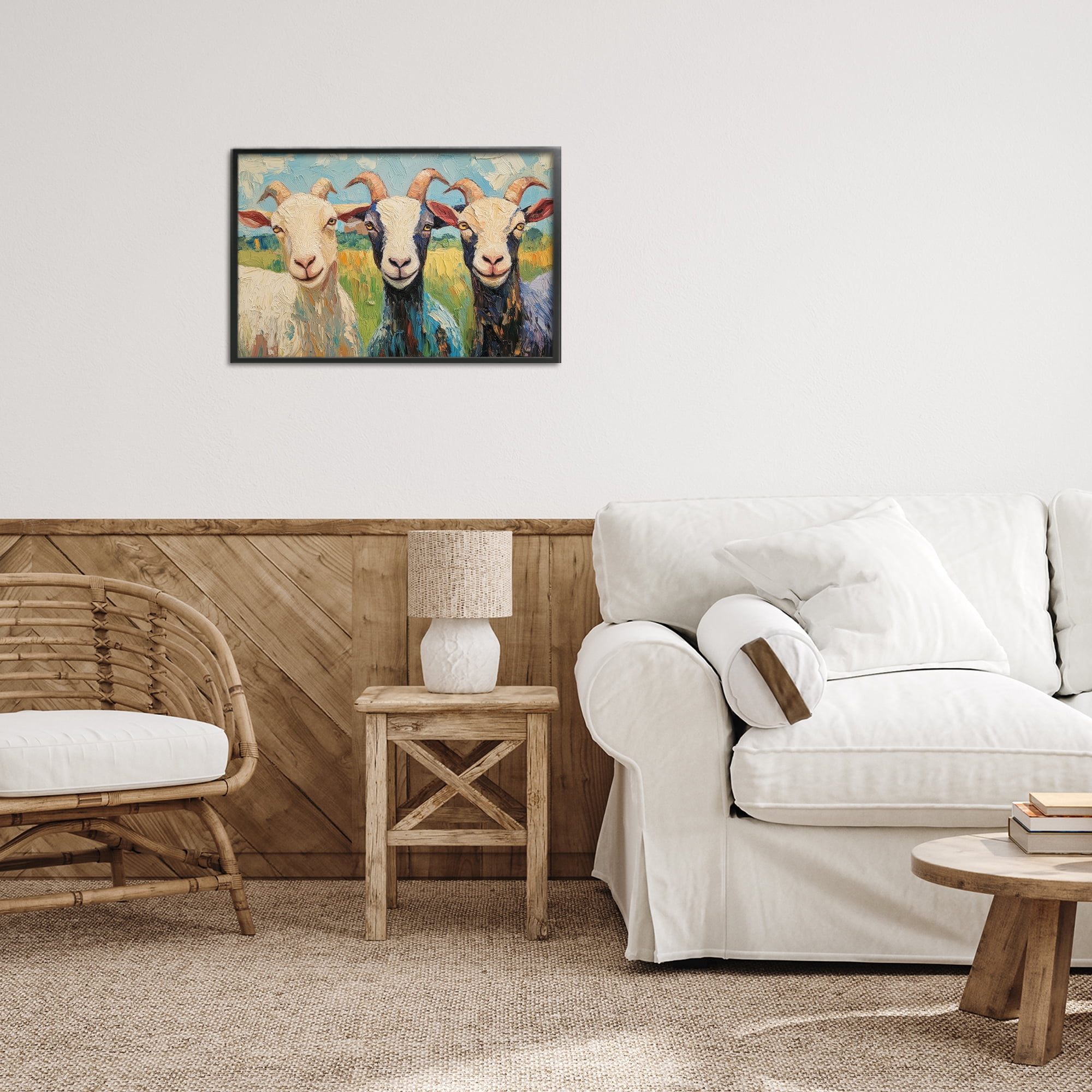 Stupell Industries Billy Goats in Bright Pasture Black Framed Giclee Art, design by Petal Prints Design