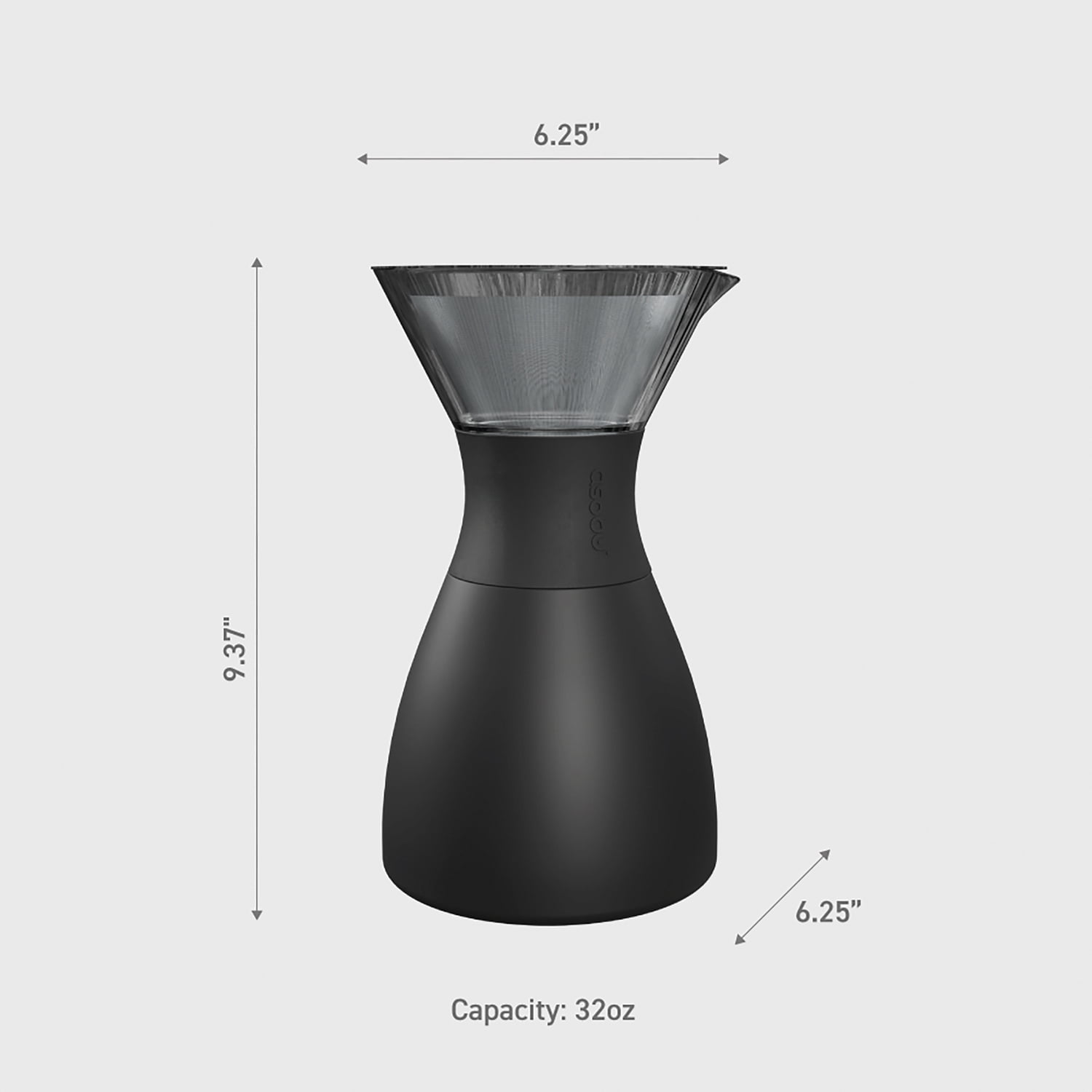 ASOBU 34-Oz. Insulated Pour Over Coffee Maker with Removable Carafe, Black