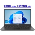 thumbnail image 1 of Asus VivoBook F15 Premium Business Laptop 15.6" FHD IPS Anti-glare Display 11th Gen Intel Quad-core i5-1135G7 Processor 20GB DDR4 512GB SSD Intel Iris Xe Graphics USB-C HDMI SonicMaster Win11 Black, 1 of 7