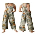 thumbnail image 4 of Combinaison d'Été pour Femmes, Col Carré Sans Manches, Motif Floral Feuille, 4 of 9