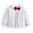 thumbnail image 3 of YiZYiF Baby Boys Gentleman Suit Tuxedo Outfit Button Down Shirt with Velvet Suspenders Shorts Bowtie Set, 3 of 7
