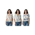thumbnail image 3 of Michellecmm  Women’s Tie Front Peplum Tops Puff Sleeve V Neck Floral Print Shirts, 3 of 9