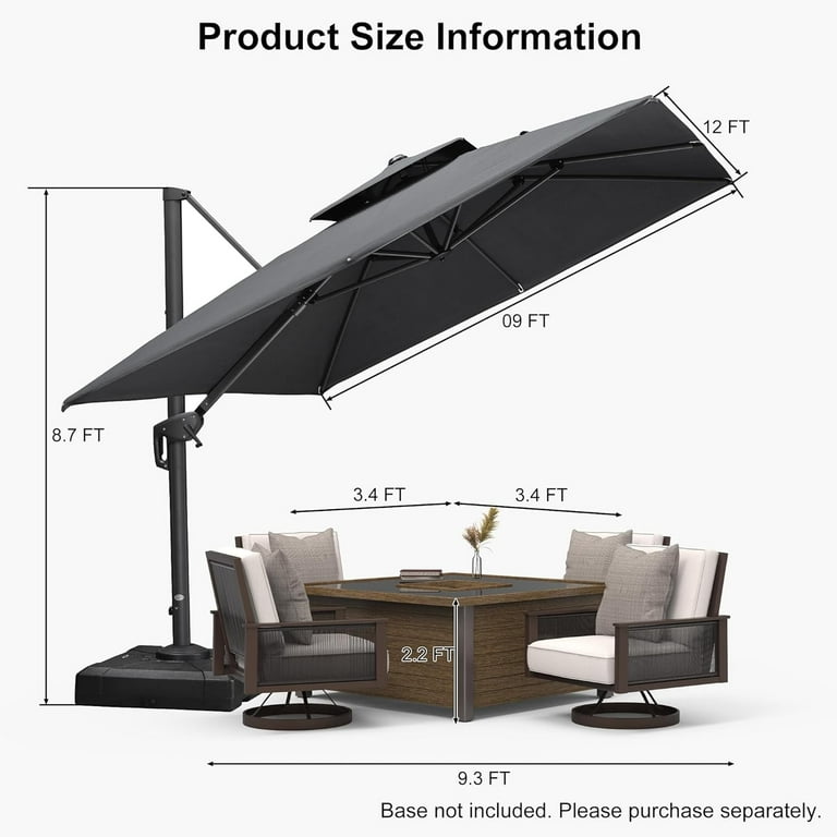 11 foot double vented patio umbrella 13ft 2 Tier Double-Sided Patio Vented Umbrella with Base
