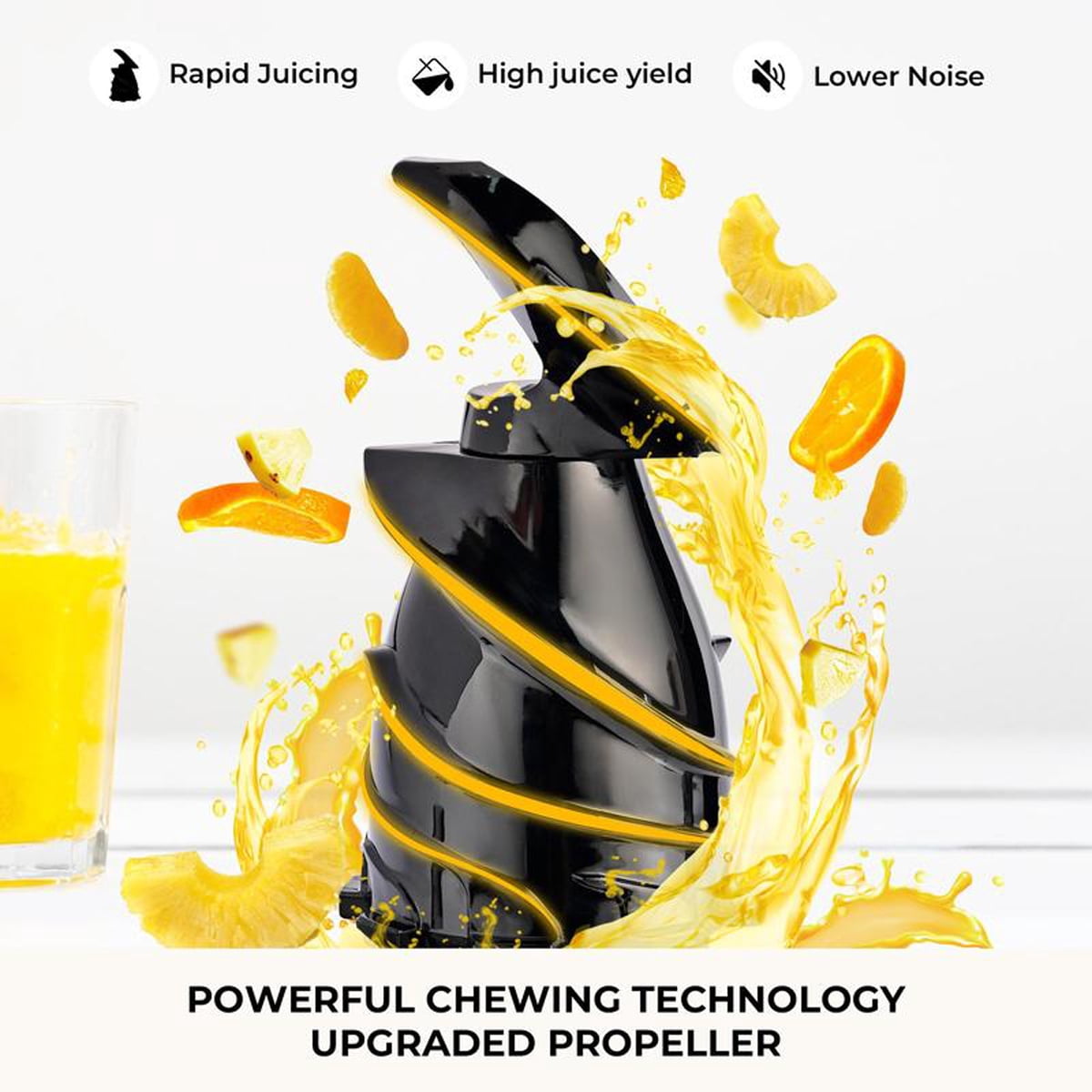 Slow Juicer Machine Cold Press Juicer with Wide Feed Chute 5.8In for Vegetables and Fruits High Juice Yield Easy Clean Low Noise 250W 110V All Copper Motor 17In Height with Automatic Reverse Function