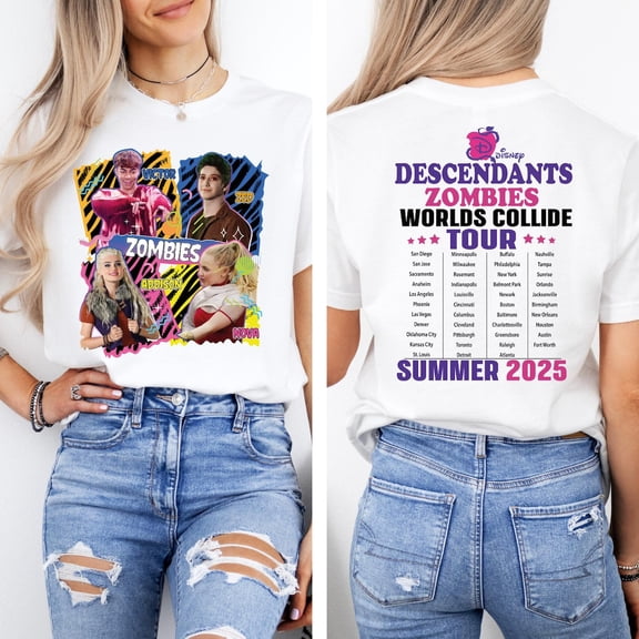 Disney Descendants Zombies Worlds Collide Tour Summer 2025 T-Shirt, Disney Descendants Summer Music Festival Shirt