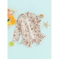thumbnail image 4 of Toddler Girls Rash Guard Swimsuit Rompers 6M 9M 12M 18M 24M 3Y Cute Long Sleeve Floral Print Ruffles Zipper Baby Bathing Suit, 4 of 10