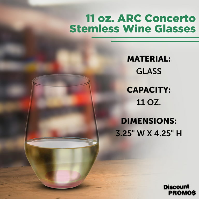 Concerto Stemless Wine Glasses 11 oz. Set of 12, Bulk Pack - Restaurant  Glassware, Perfect for Red Wine, White Wine or Cocktails - Pink 