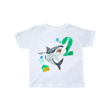 

Inktastic Second Birthday Shark with Cake Gift Toddler Boy or Toddler Girl T-Shirt
