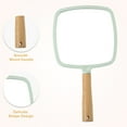 thumbnail image 4 of Unique Bargains Portable Square Wood Handle Vanity Makeup Mirror Handheld Cosmetic Mirror Green, 4 of 7