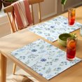thumbnail image 4 of Blue Floral Spring Placemats Set of 8 Blue Farmhouse Green Botanical Chic Place Mats Indoor Wipeable Table Mats Washable Cloth Dining Table Placemats for Kitchen Holiday Party Home Decor 13x19 Inch, 4 of 9