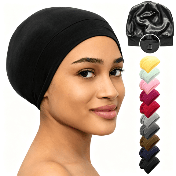 BZCOE Satin Bonnet for Sleeping,Curly Hair Wrap Sleep for Men,Adjustable Silk Beanies for Women,Silk Hair Bonnet Bonnet