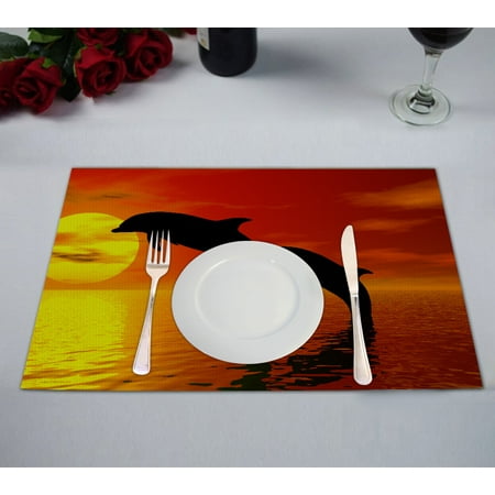 

YKCG A Rendering of Dolphins Leaping in the Air Placemats Size 12x18 inches Set of 2