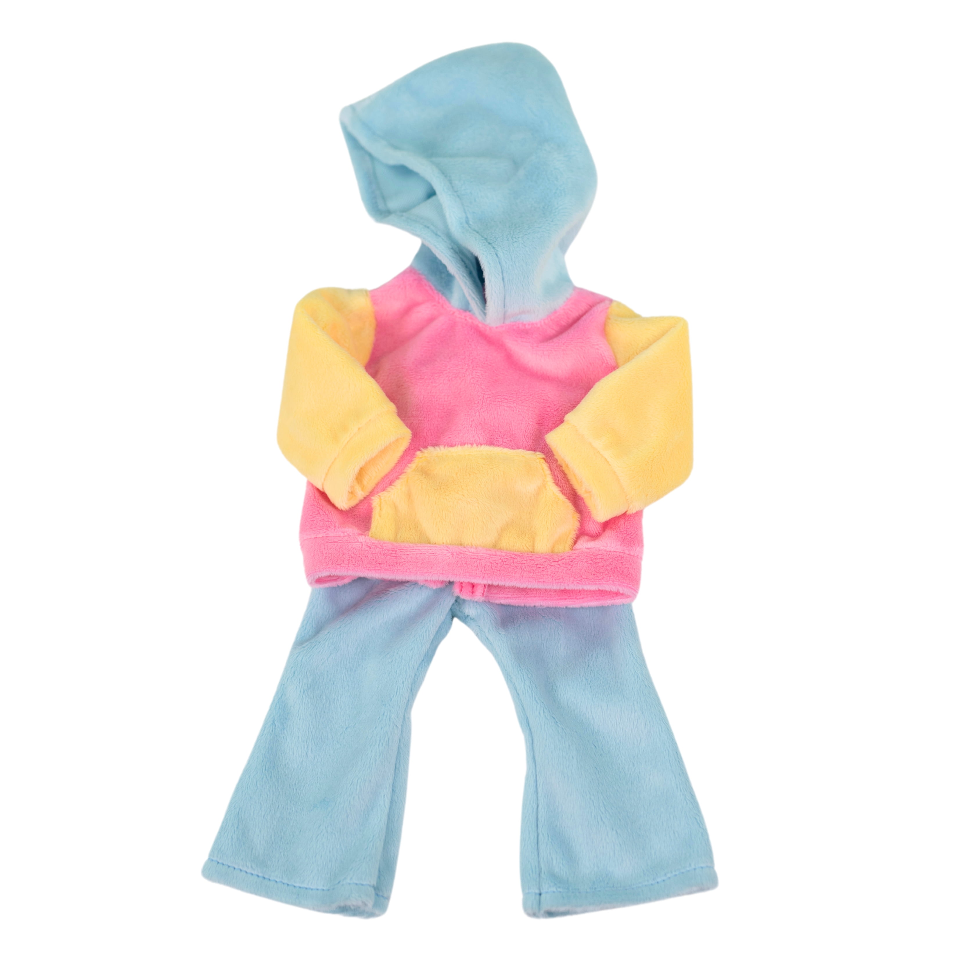 My Life As Loungewear Fashion Set for 18-inch Doll, 3 Pieces Included, Pink Yellow Blue Colorblock