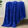 thumbnail image 6 of PAVILIA Sherpa Throw Blanket For Couch Sofa, Blue Fluffy Warm Plush Blanket for Bed, Cozy Super Soft Lightweight Throw, Fuzzy Decorative Blanket, All Season Home, 50x60, 6 of 9