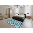 thumbnail image 5 of Ahgly Company Machine Washable Indoor Square Transitional Blue Jay Blue Area Rugs, 7' Square, 5 of 7