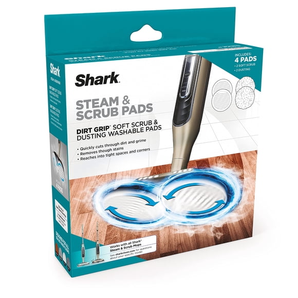 Shark Tampons Lavables à Vapeur et à Récurer, Prise pour Saleté, Récurage et Époussetage Doux, Entièrement Réutilisables, Nettoyage Puissant sur Tous les Planchers Durs Scellés, Compatibles w