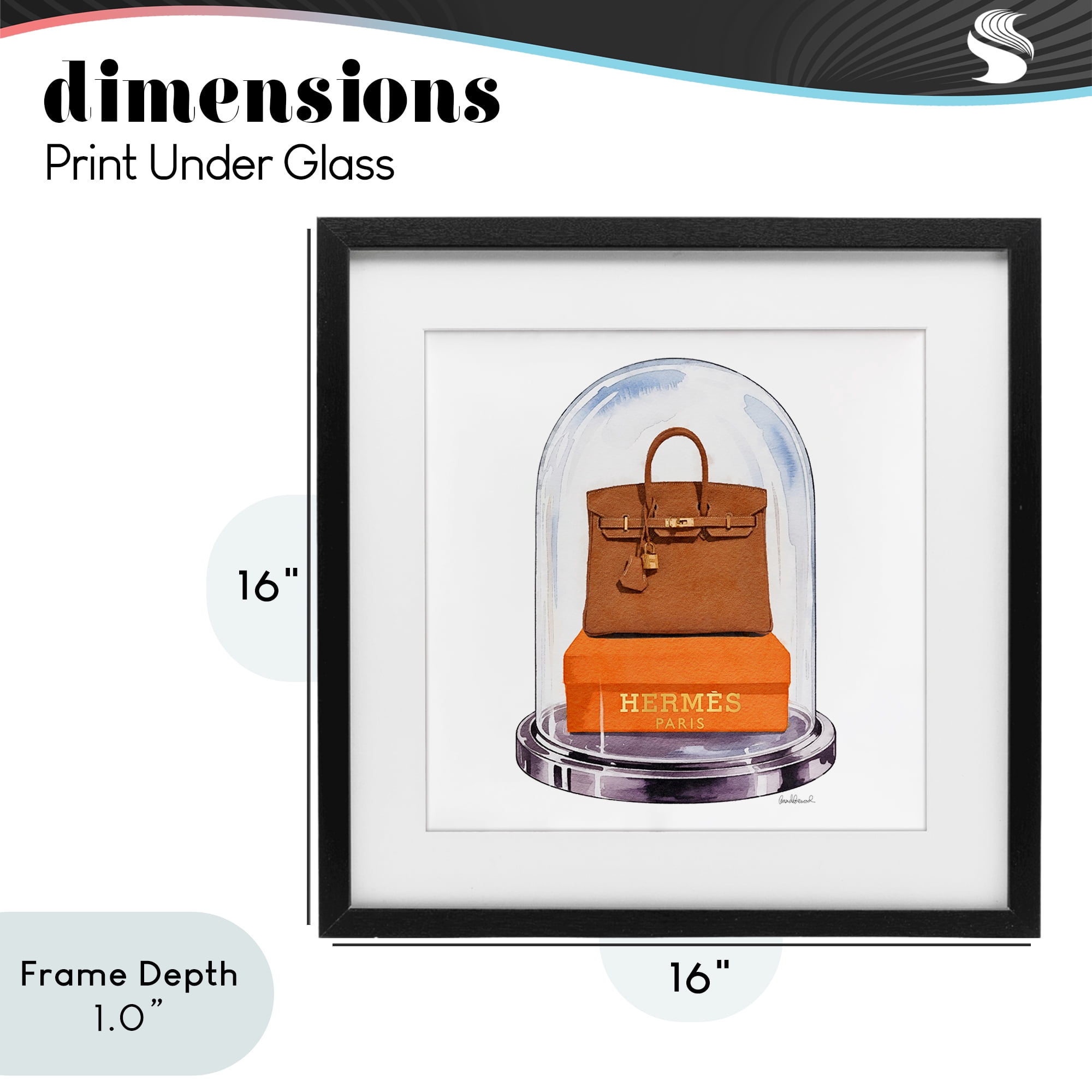 Stupell Industries Luxury Handbag Dome Black Framed Print Under Glass, design by Amanda Greenwood