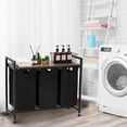 thumbnail image 6 of Laundry Hamper with Shelf, Laundry Basket 2 /3/4 Section, Laundry Sorter, Cloest Storage and Organization, Clothes hamper with Table, for Bathroom, Bedroom, Restroom, Black, 6 of 7