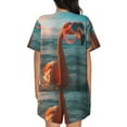 thumbnail image 6 of Haiem Swimming Goggled Flamingo Pattern Pajama Set for Women 2 Piece Lounge Set Short Sleeve Tops and Shorts Soft Sleepwear-Medium, 6 of 7