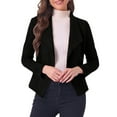 thumbnail image 2 of CharmCyan Womens Open Front Blazer Long Sleeve Lapel Collar Work Office Business Casual Suit Jacket for Professional Attire Black L, 2 of 2