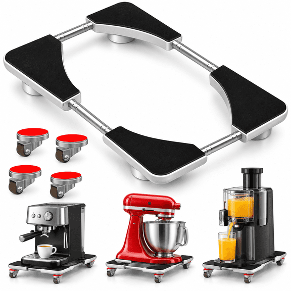 Adjustable Appliance Slider Tray, Expandable 6-11 x 11-20 Inch Rolling Countertop Caddy with Locking Casters for Coffee Maker, Mixer and Kitchen Appliances