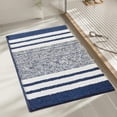 thumbnail image 5 of FEOLGEHLY Bath Mats for Bathroom Non Slip, Fluffy Absorbent Microfiber Bath mat Washable, Aesthetic Bathroom Rugs, Small Navy Blue Striped Bath Mat(Blue, 24" x 16"), 5 of 6