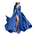 thumbnail image 5 of Quixlent Sexy Deep V-Neck Maxi Dress for Women Sheer Lace Long Sleeve High Split Cocktail Party Dress Formal Evening Gown, 5 of 8