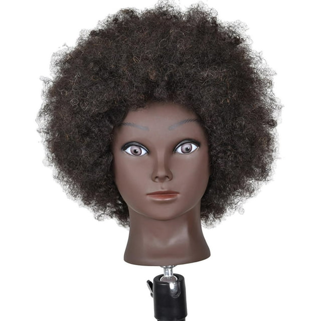 Cabeza de entrenamiento para el cabello Zulema Cosmetología Peluquería Maniquí Cabeza de muñeca con abrazadera Piel Afro Negra