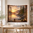 thumbnail image 5 of Mountain Lake Beside Evergreen Trees at Sunset, Peaceful Rustic for Nature Lovers, Wilderness Wall Art, Housewarming Gift, Tapestry Wall Hanging for Bedroom and Living Room, 5 of 7
