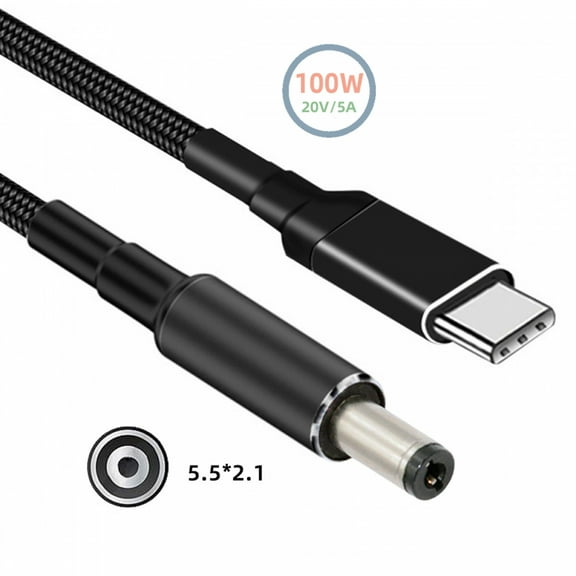 CY 100W Type C USB-C Input to 20V DC 5.5*2.1mm Output Power 20V 5A 65W PD Charge Cable for Laptop