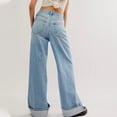 thumbnail image 5 of ABATAB Jeans for Women Wide Leg Loose fit Jeans Pants Strechy Baggy Folded Hem Trendy Denim Trousers with Pockets, 5 of 5